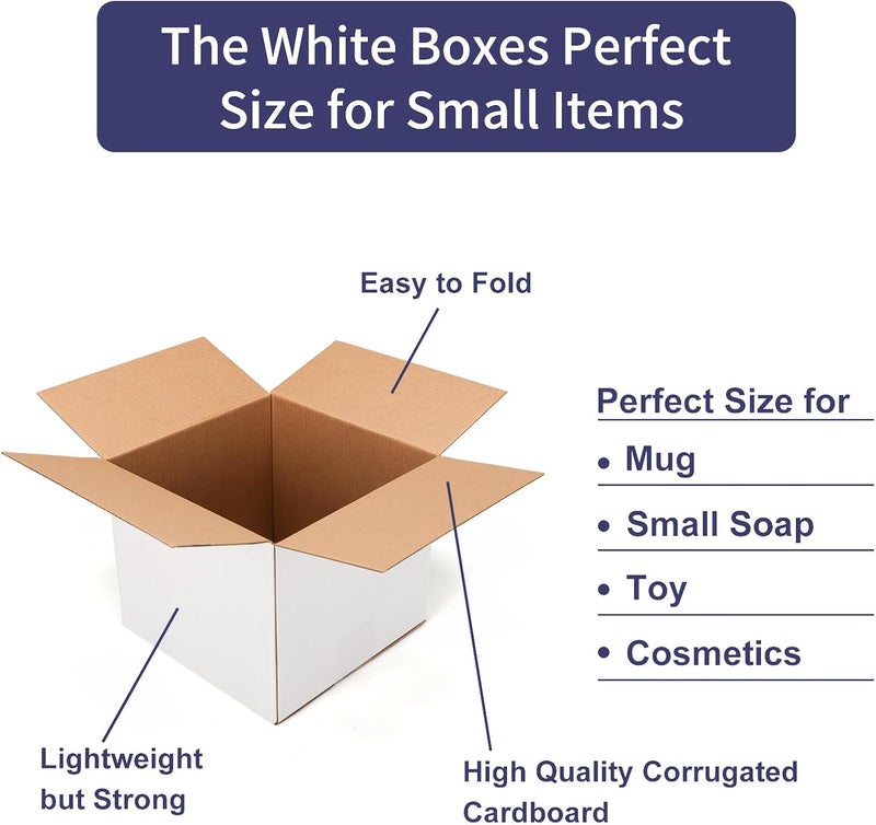 SPEPLA Shipping Boxes 7X7X6 Set of 40, White Corrugated Cardboard Box for Mailing Business Packaging - Image 5